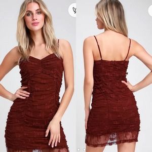 Lulus Enchantress Plum Purple Ruched Lace Bodycon Dress XL